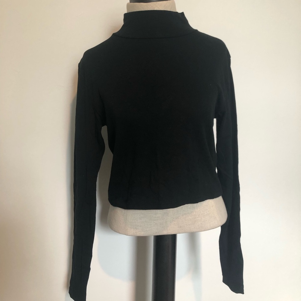 Zara Black Mock Cropped Turtleneck